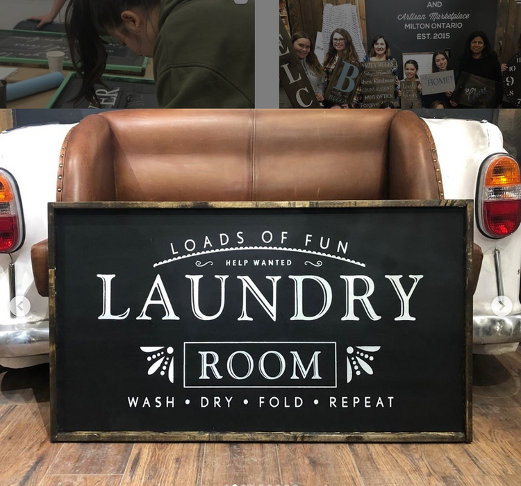 Oversized framed sign