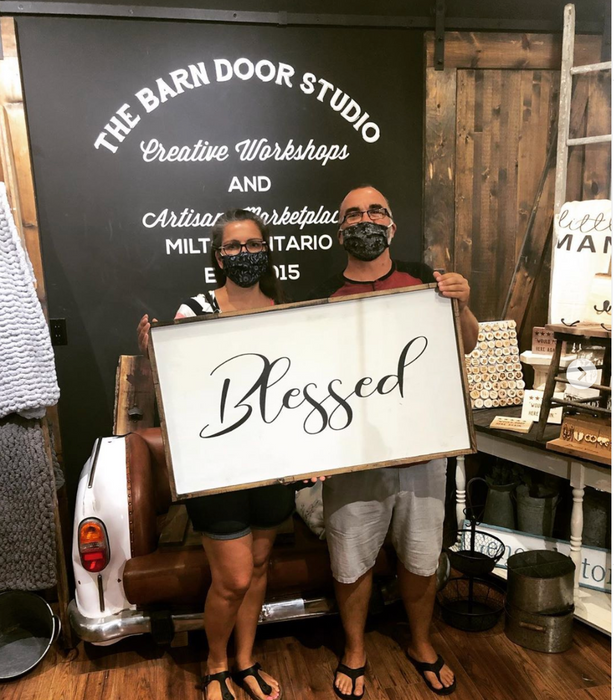 Oversized framed sign