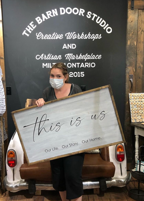 Oversized framed sign