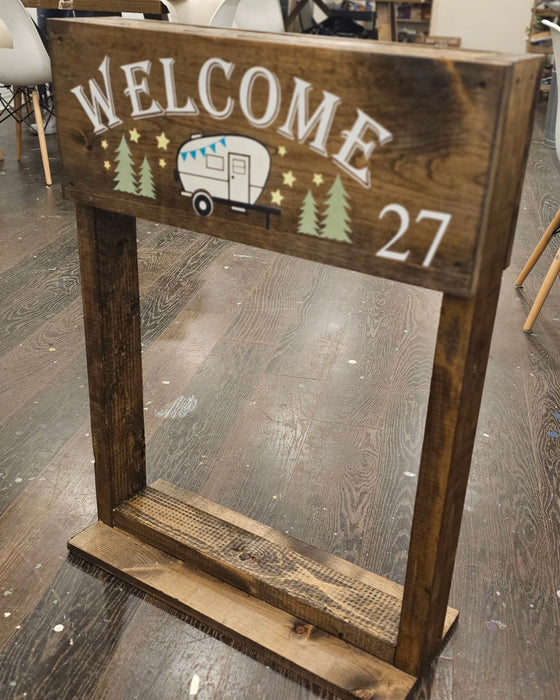 Double sided outside plant stand