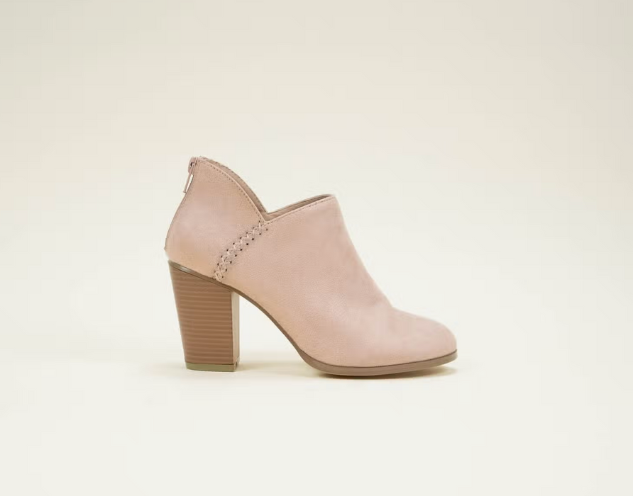 Blush toe ankle bootie