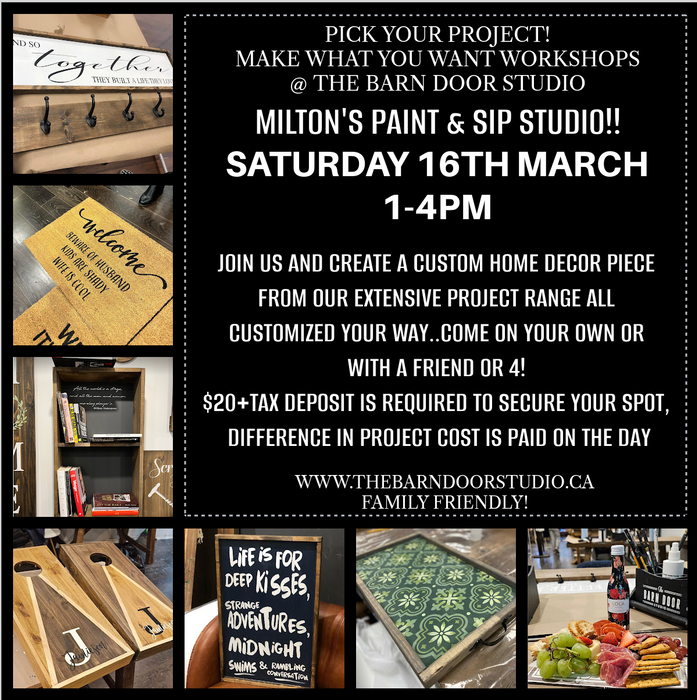 PAINT & SIP - MAKE WHAT YOU WANT WORKSHOP - SAT 16TH MARCH 2024 1-4PM