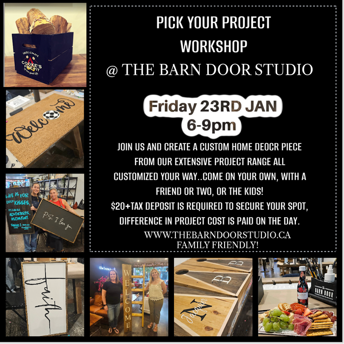 PICK YOUR PROJECT CRAFTY WORKSHOP -FRIDAY 23rd January - 6-9PM