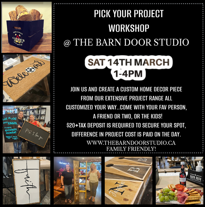 PICK YOUR PROJECT CRAFTY WORKSHOP - SATURDAY 14TH MARCH 1-4PM