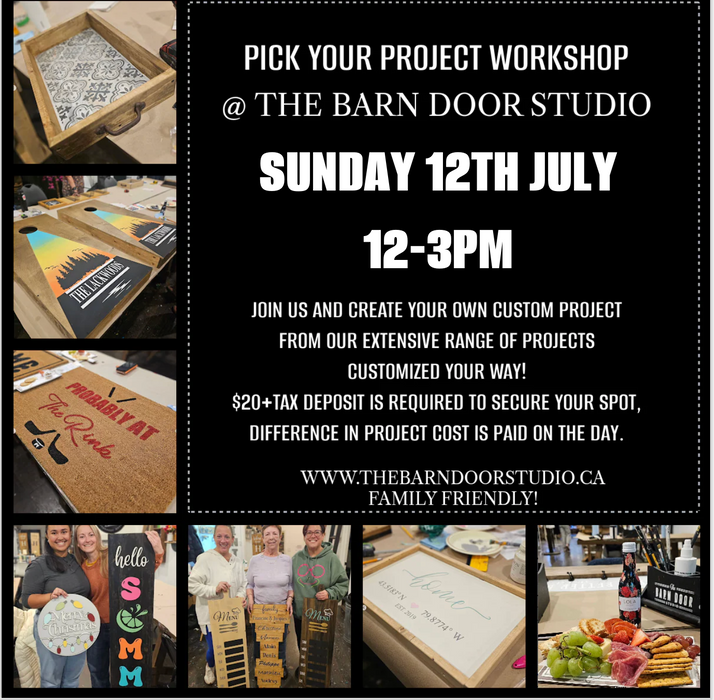 PICK YOUR PROJECT CRAFTY WORKSHOP - SUNDAY 12TH JULY - 12 NOON - 3PM