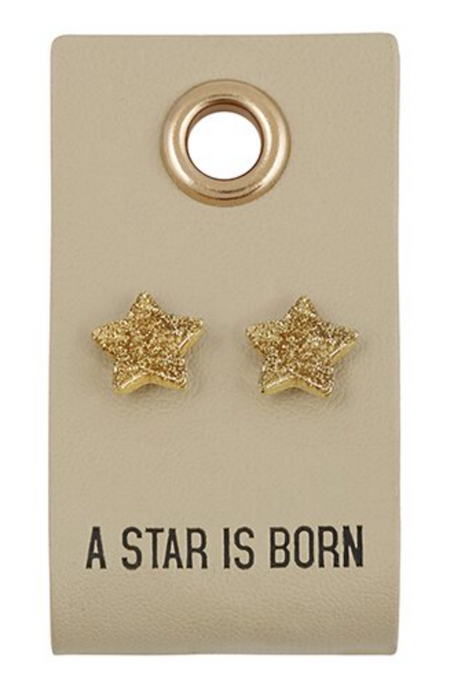 Star - Leather Tag Earrings