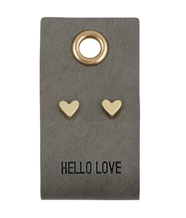 Heart Earrings - Leather Tag