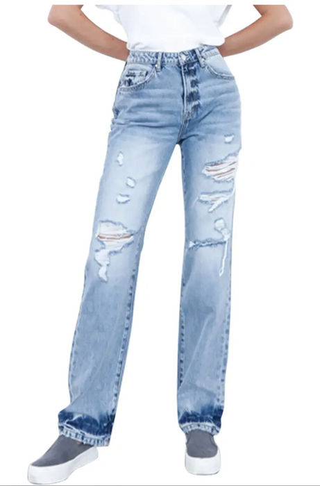 SALE High Waisted Loose Straight Jeans - WAS $79 NOW $48